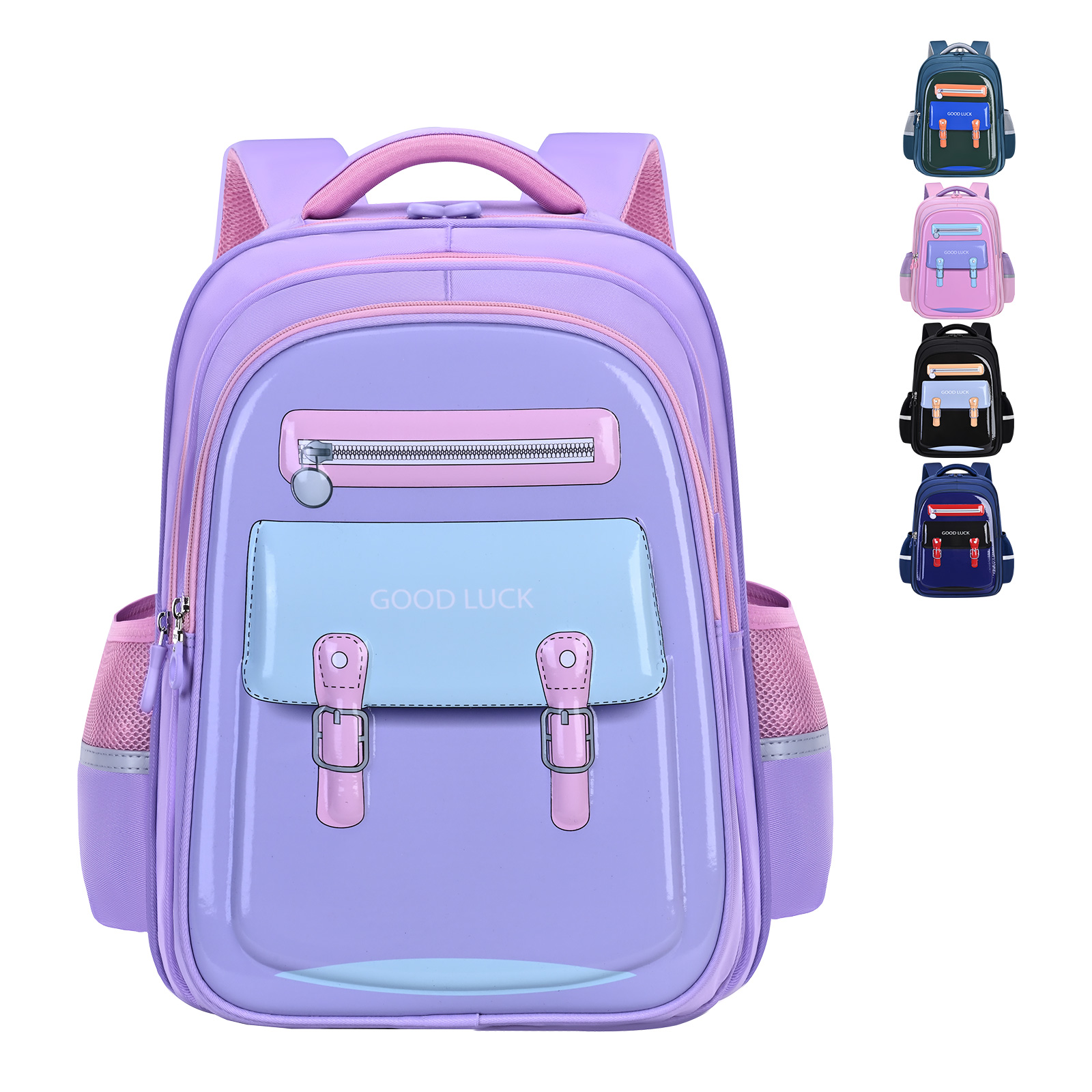 Big Tail Cat British color-blocking Series college style backpacks, large-capacity classroom classified storage backpacks, classroom back-protecting pressure-relieving backpacks, waterproof, tear-resistant, wear-resistant and dirt-resistant backpacks Item Picture