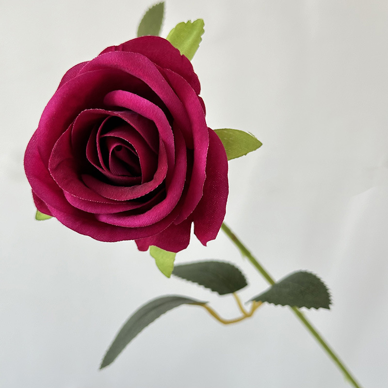 仿真花绒布单支仿真玫瑰婚礼仿真花客厅摆件假花绢花花束玫瑰花礼物道具 详情图10