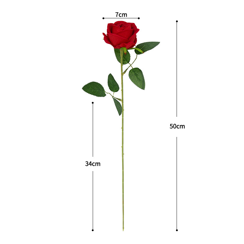 仿真花绒布单支仿真玫瑰婚礼仿真花客厅摆件假花绢花花束玫瑰花礼物道具 详情图18