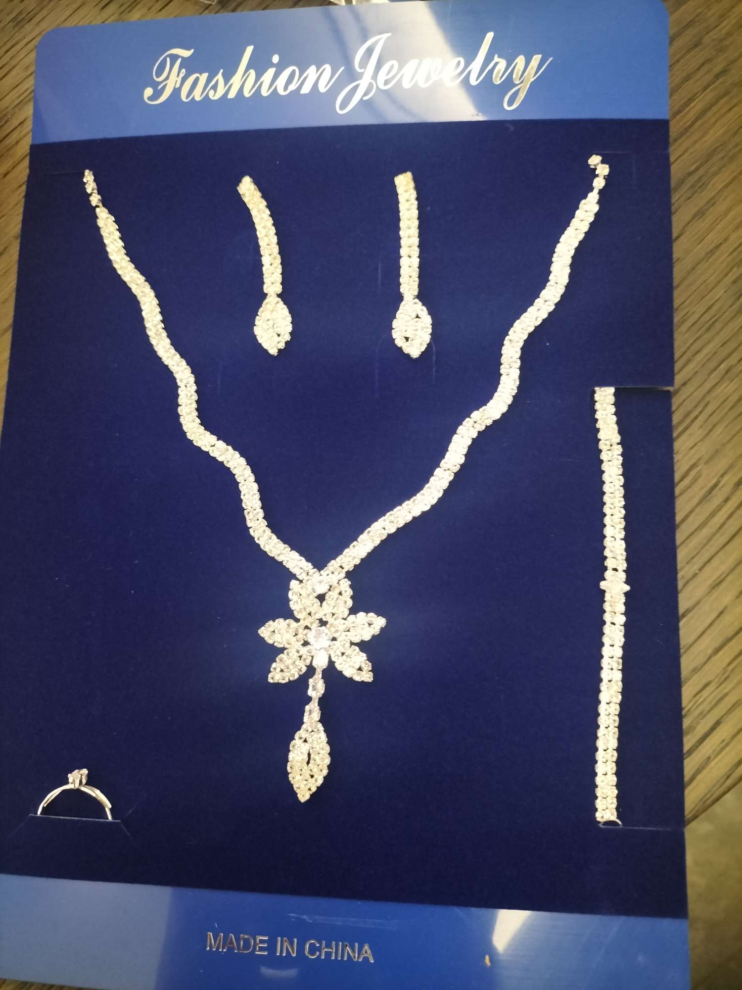 2025年流行新款饰品锆石系列项链四件套（项链、手链、耳环、戒指）—5