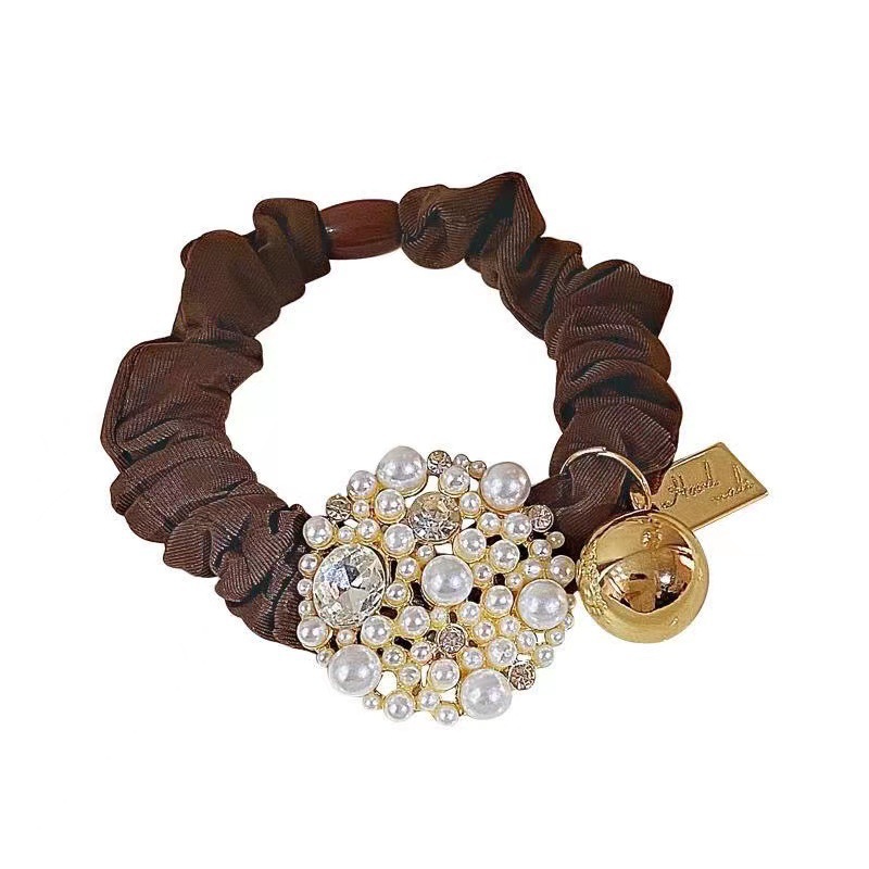 The new wholesale small fragrance air quality pearl large intestine hair band is simple and elegant. Girls can tie their hair at the back of their heads to decorate their hair with a hair tie Item Picture