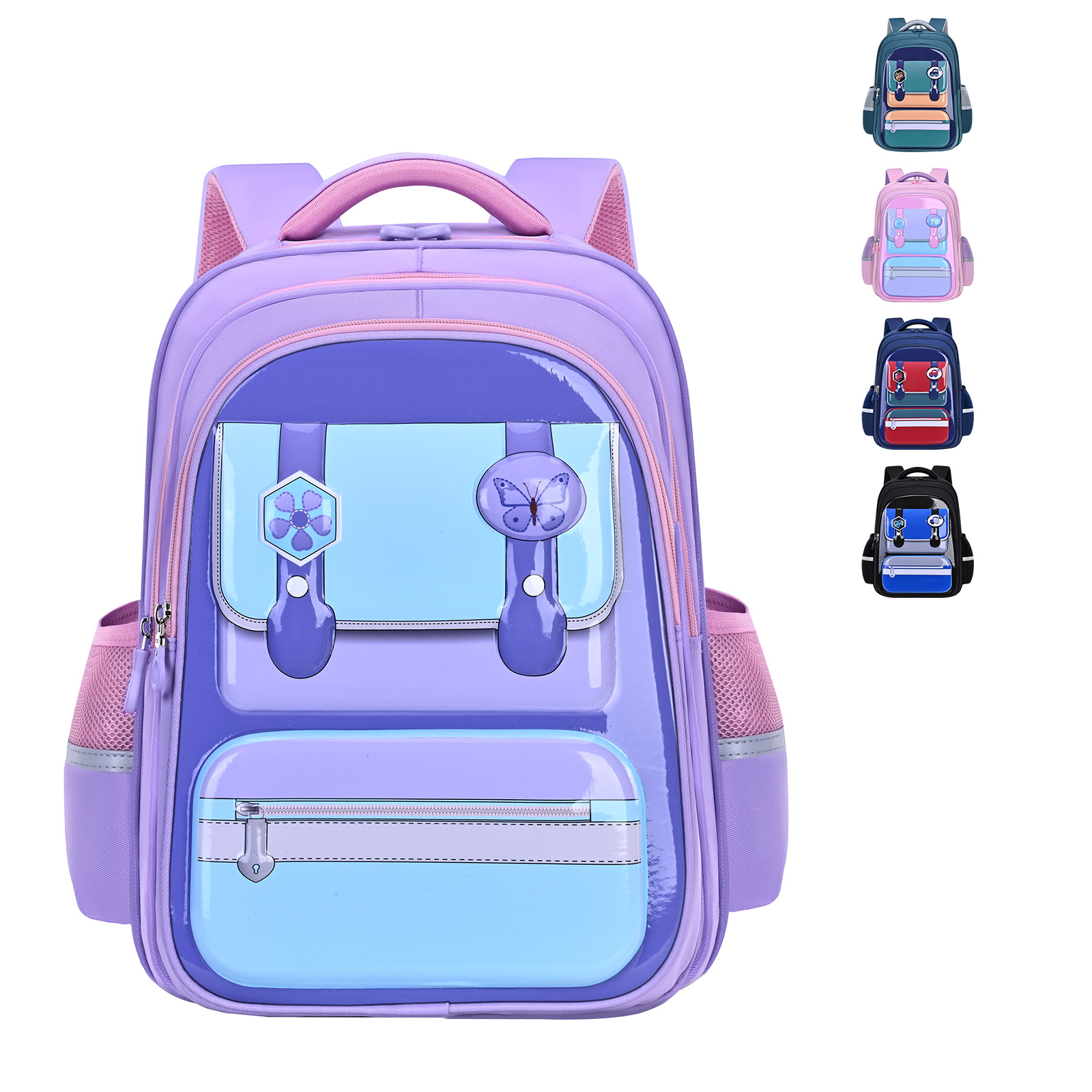 The big-tailed cat school-style color-blocking backpack is suitable for both boys and girls. It is lightweight, waterproof, tear-resistant, wear-resistant and dirt-resistant. It also features a large-capacity classroom classification backpack and a dual-purpose backpack for outdoor travel Item Picture