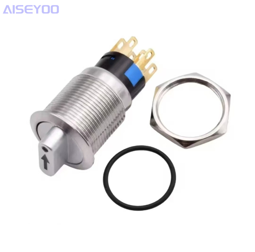 Metal knob switch with two or three positions, 16/19/22MM, normally open and normally closed, rotary power selection, key switch conversion, with light/without light self-locking details Picture