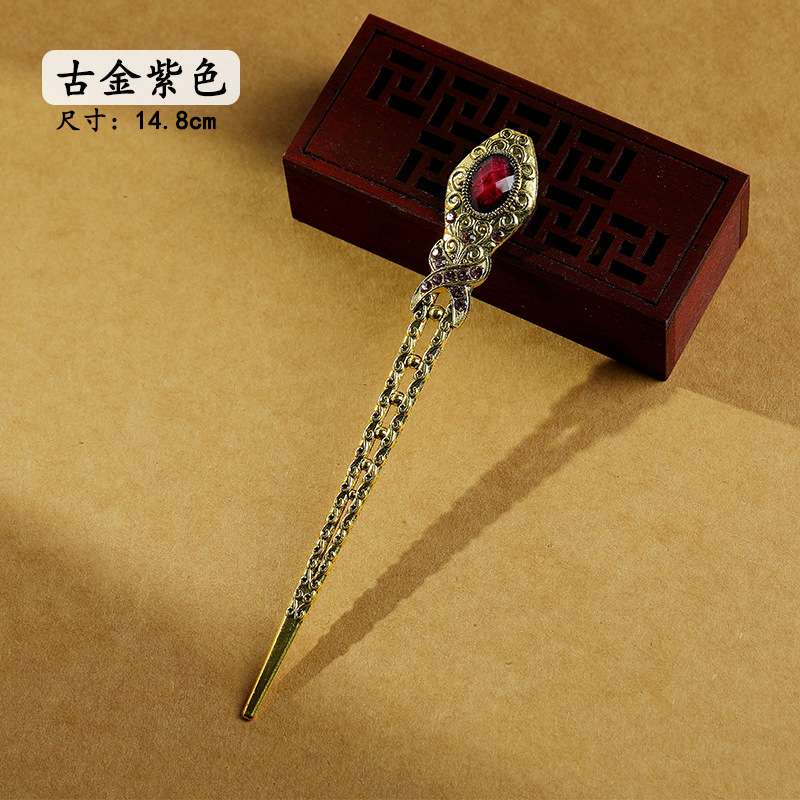 简约古典旗袍盘发发簪女日常百搭复古发钗簪子古风汉服宫廷发饰品 