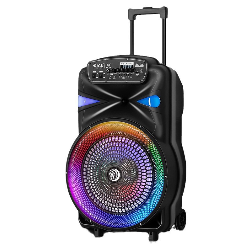户外拉杆音响蓝牙音箱便携大功率家用无线话筒K歌外贸RGB灯