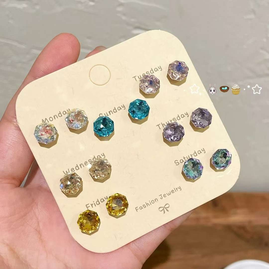 6的八边玫瑰钻、用于耳钉项链吊坠戒指，饰品配件耳钉配件饰品