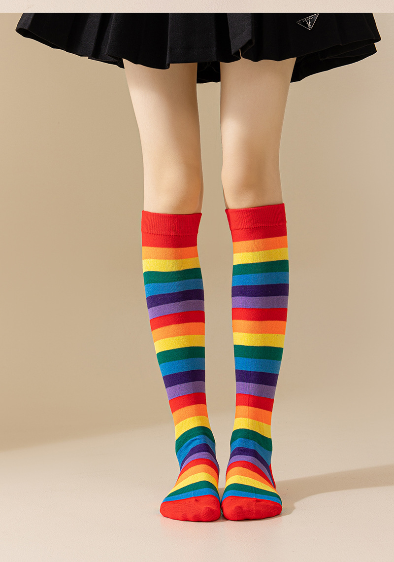 Rainbow mid-calf cotton socks detail image 18