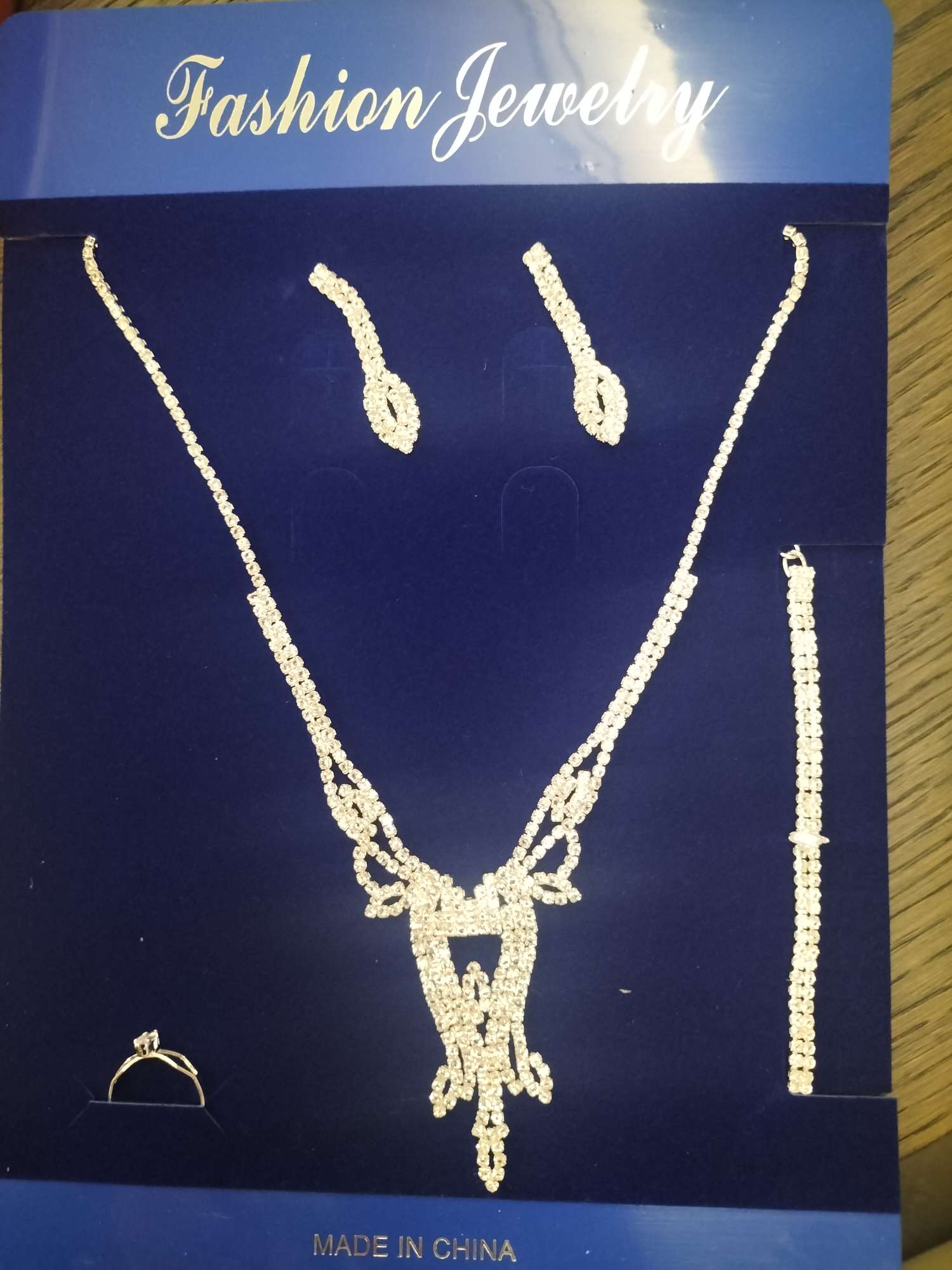 2025年新款流行饰品锆石系列项链四件套（项链、耳环、戒指、手链）—6