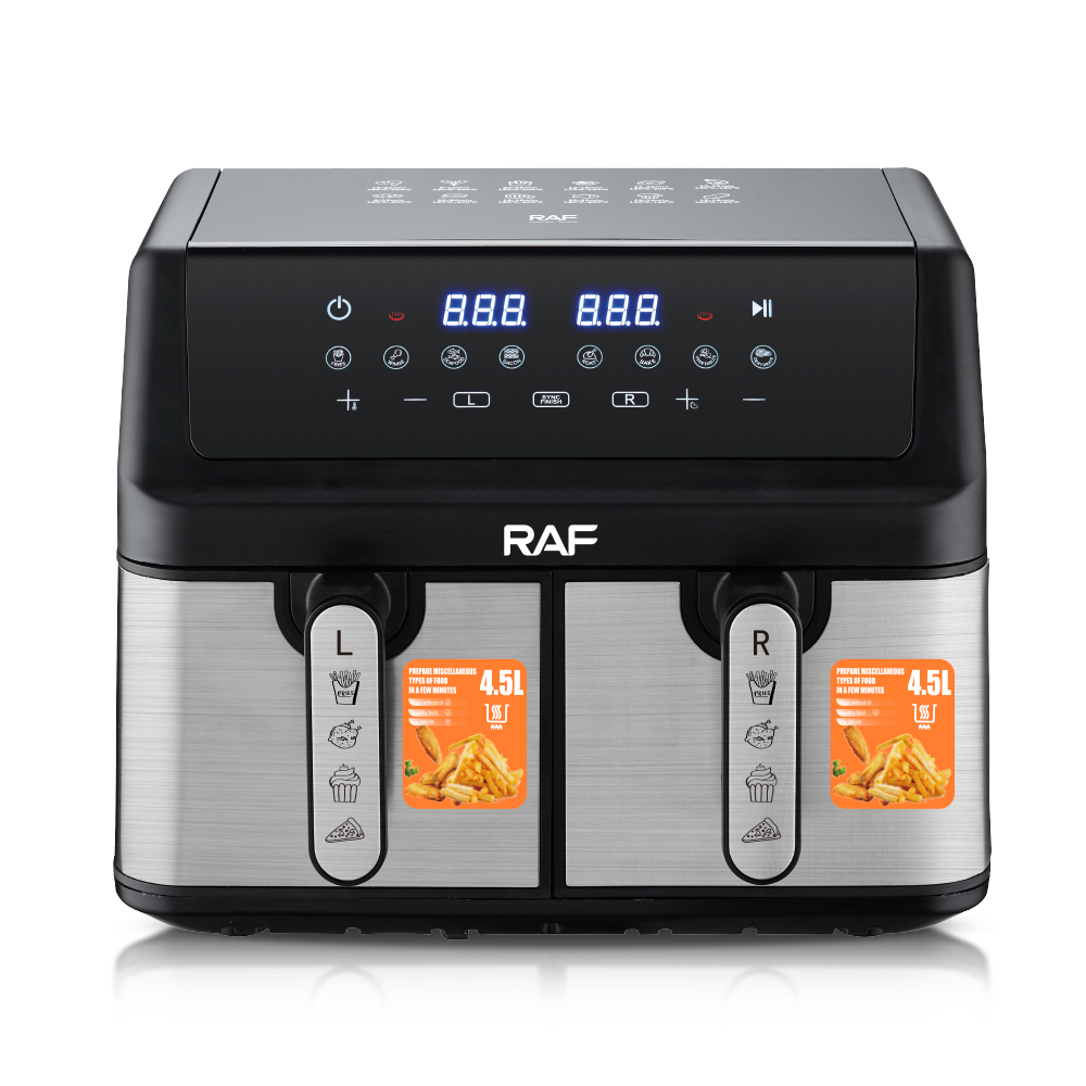 RAF European-standard cross-border double-chamber air fryer with 9L large capacity, multi-functional double-pot and double-basket smart touch screen R.5382 Item Picture