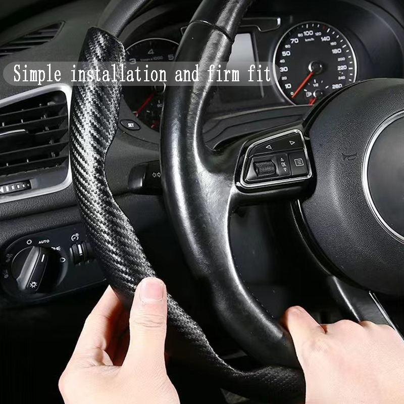 The snap-on carbon fiber steering wheel cover and handlebar cover are fashionable, beautiful and easy to disassemble and assemble pic 1
