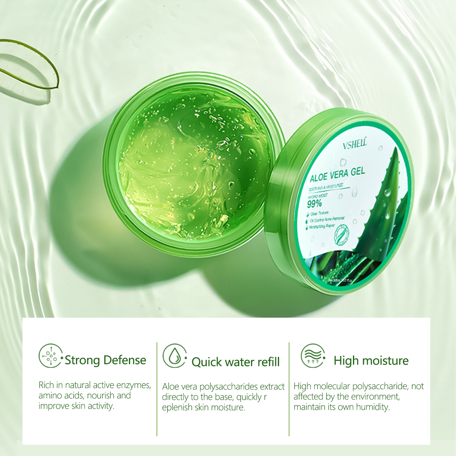 (Foreign Trade) Vshell 99% Aloe Vera Ingredients - Soothing Aloe Vera Gel 300Ml details Picture