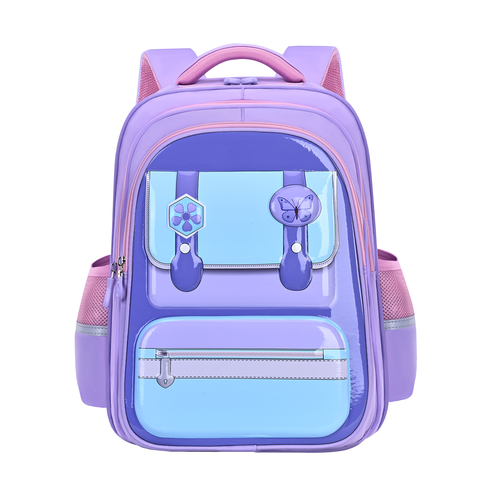 The big-tailed cat school-style color-blocking backpack is suitable for both boys and girls. It is lightweight, waterproof, tear-resistant, wear-resistant and dirt-resistant. It also features a large-capacity classroom classification backpack and a dual-purpose backpack for outdoor travel
