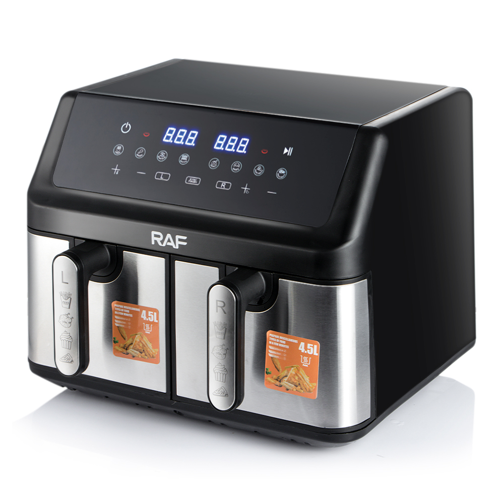 RAF European-standard cross-border double-chamber air fryer with 9L large capacity, multi-functional double-pot and double-basket smart touch screen R.5382 Application Scenario