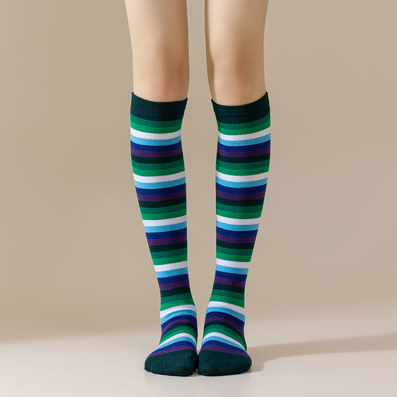 Rainbow mid-calf cotton socks detail image 10