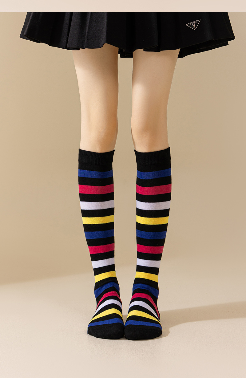 Rainbow mid-calf cotton socks detail image 14