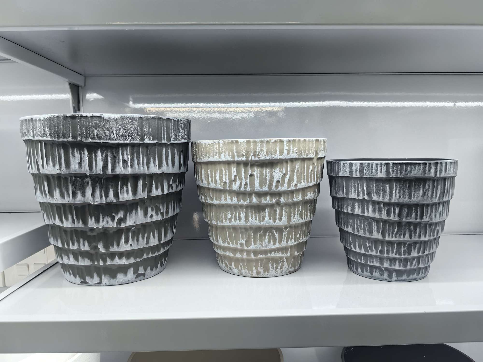 欧式风格横纹创意仿水泥塑料花盆室内百搭绿植水培蝴蝶兰