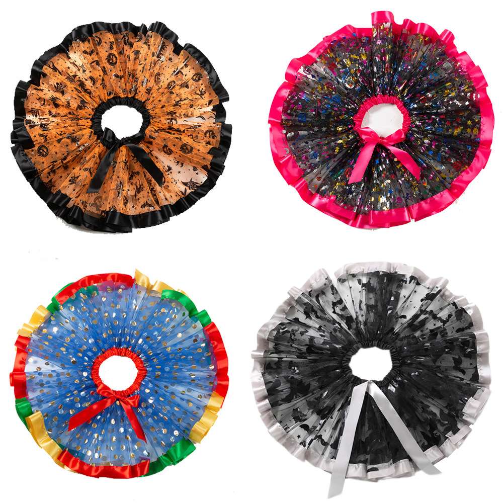 万圣节新款男女童tutu裙印花网纱儿童半身裙万圣节新款男女童tutu裙印花网纱儿童半身裙