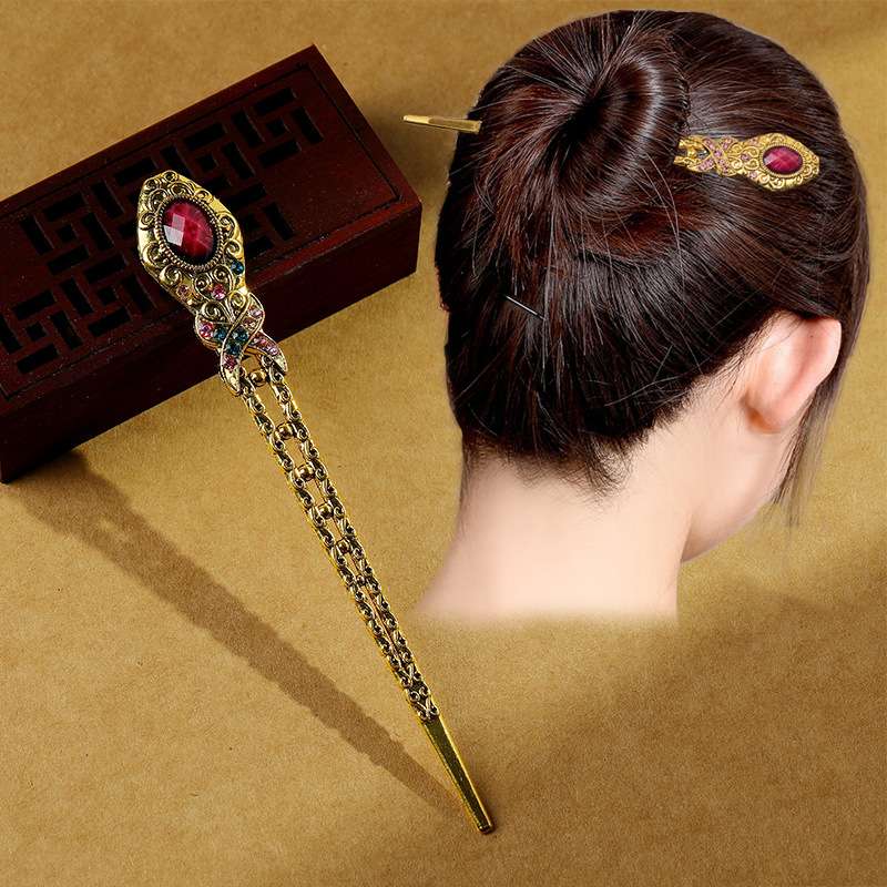 简约古典旗袍盘发发簪女日常百搭复古发钗簪子古风汉服宫廷发饰品 产品图