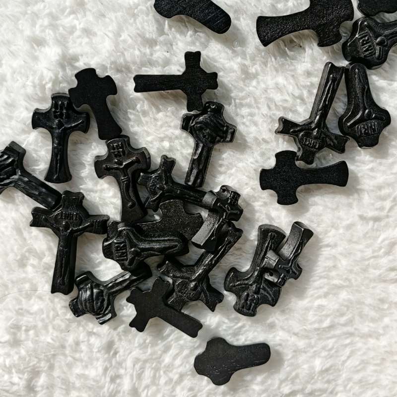 雕刻十字架立体精雕黑檀木十字架新款装饰项链配件