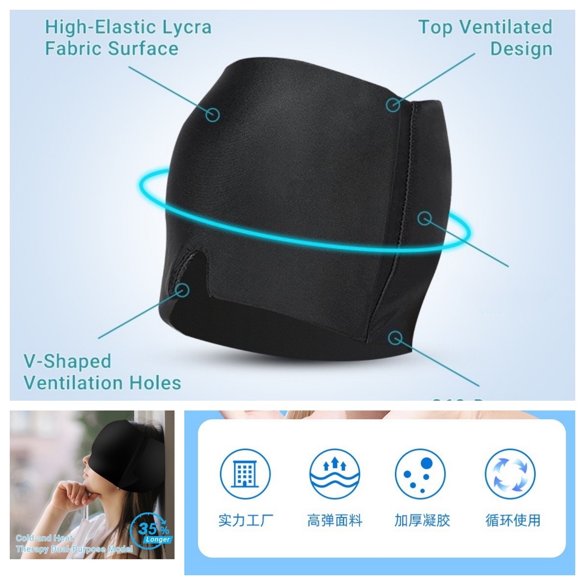 cooling eye mask Cooling eye cap Gel cap full figure