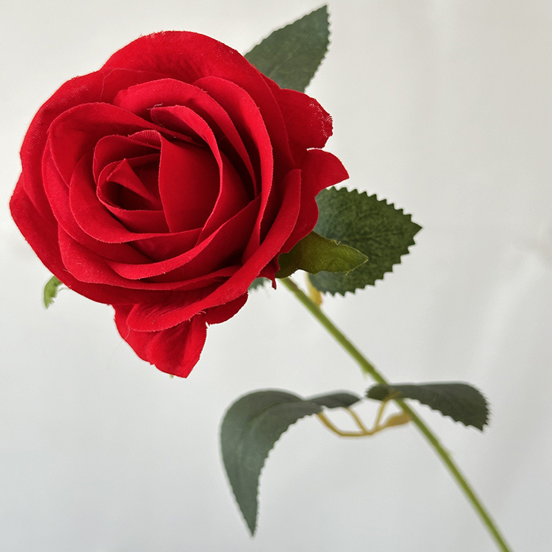 仿真花绒布单支仿真玫瑰婚礼仿真花客厅摆件假花绢花花束玫瑰花礼物道具 详情图6