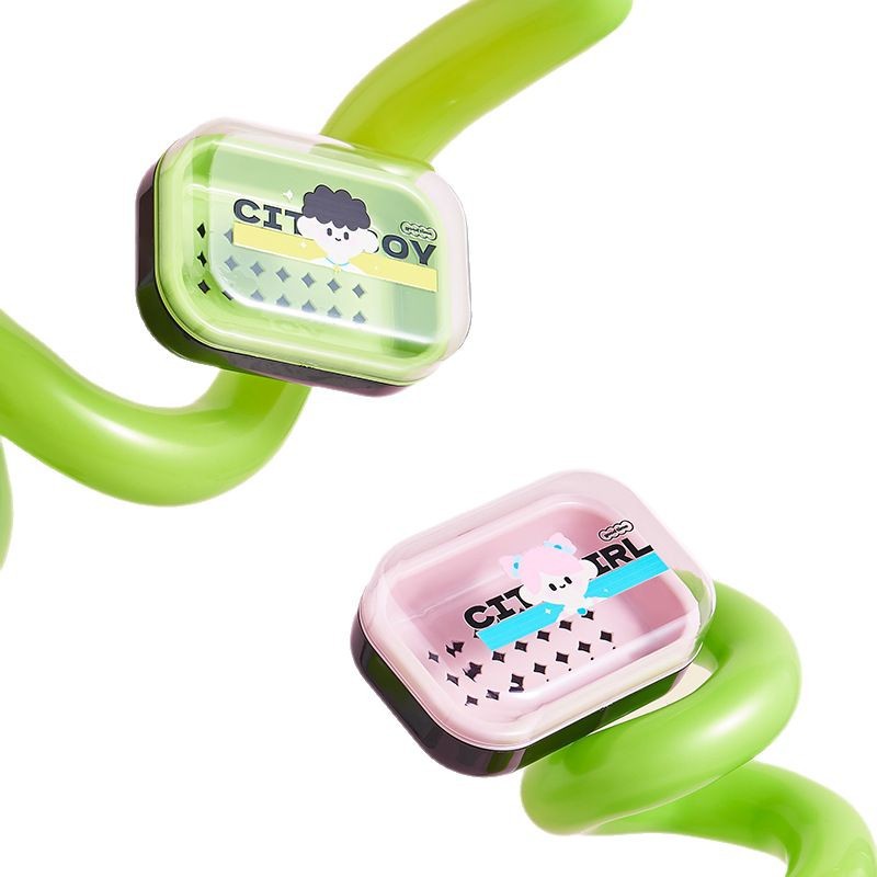 M04-ML-8650家用多巴胺双层沥水便携浴室宿舍多功能带盖香皂盒白底实物图