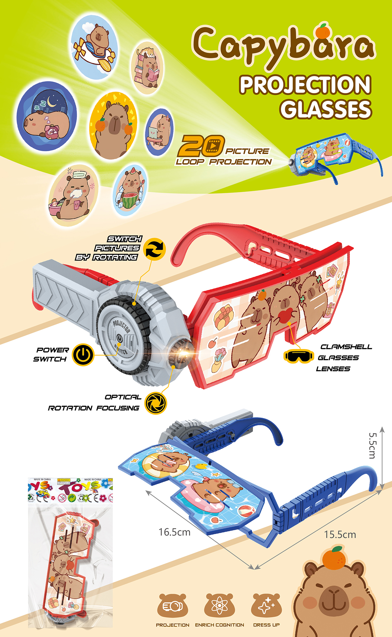 Gafas de proyección kapibara gafas de proyección AI gafas de proyección de dinosaurio gafas de JUGUETE juguete de venta caliente de comercio exterior juguete juguete Application Scenario
