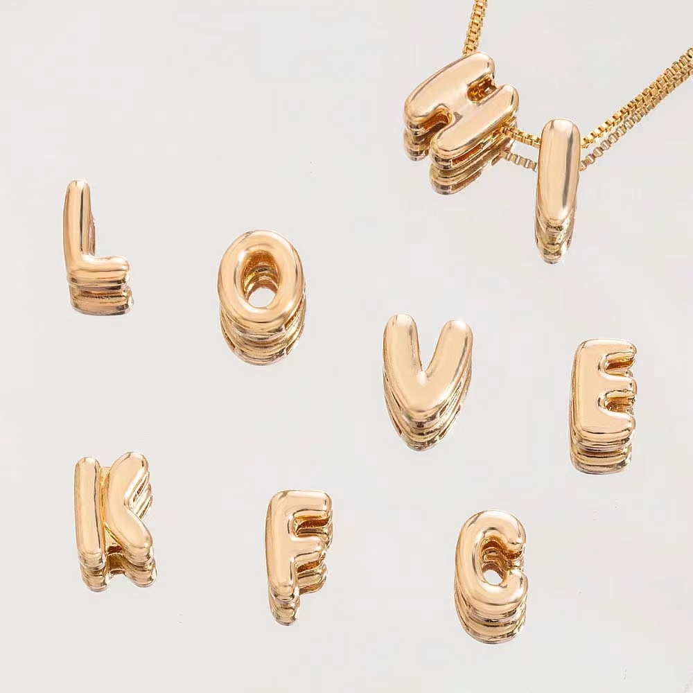 diy cross-border new style jewelry accessories, English letter gold-plated beaded couple bracelets, perforated necklaces and accessories details Picture