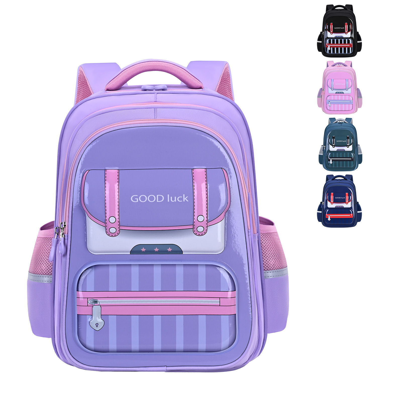 Large-tailed cat British minimalist style boys' and girls' backpacks, classroom spine protection and pressure relief backpacks, large-capacity adjustable splicing and color-blocking British schoolbags, waterproof, anti-snug, wear-resistant and dirt-resistant schoolbags, outdoor travel backpacks Item Picture