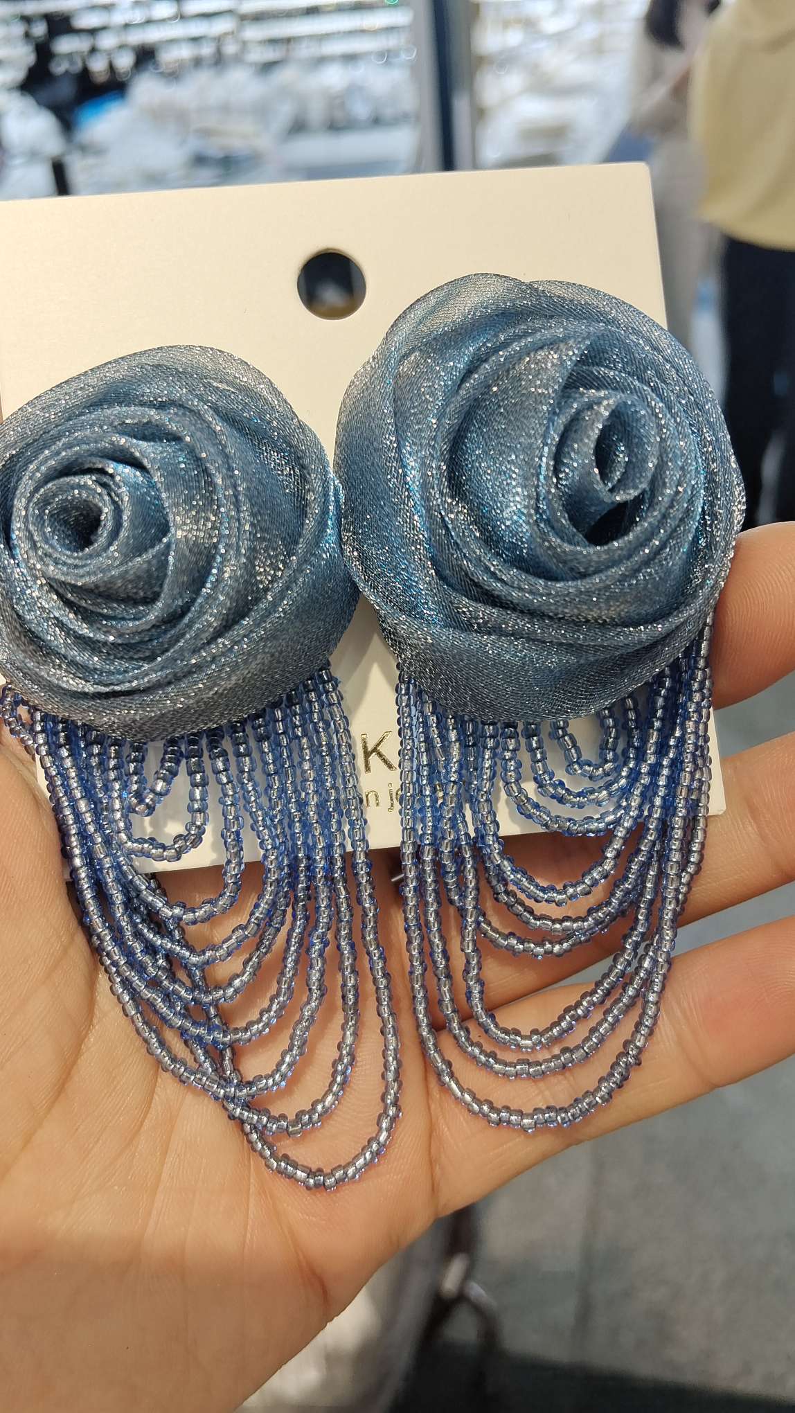 夏日仙气飘飘玫瑰花流苏耳环925银针夸张耳饰详情图4