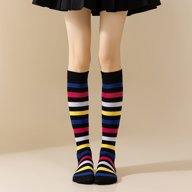 Rainbow mid-calf cotton socks Item Picture