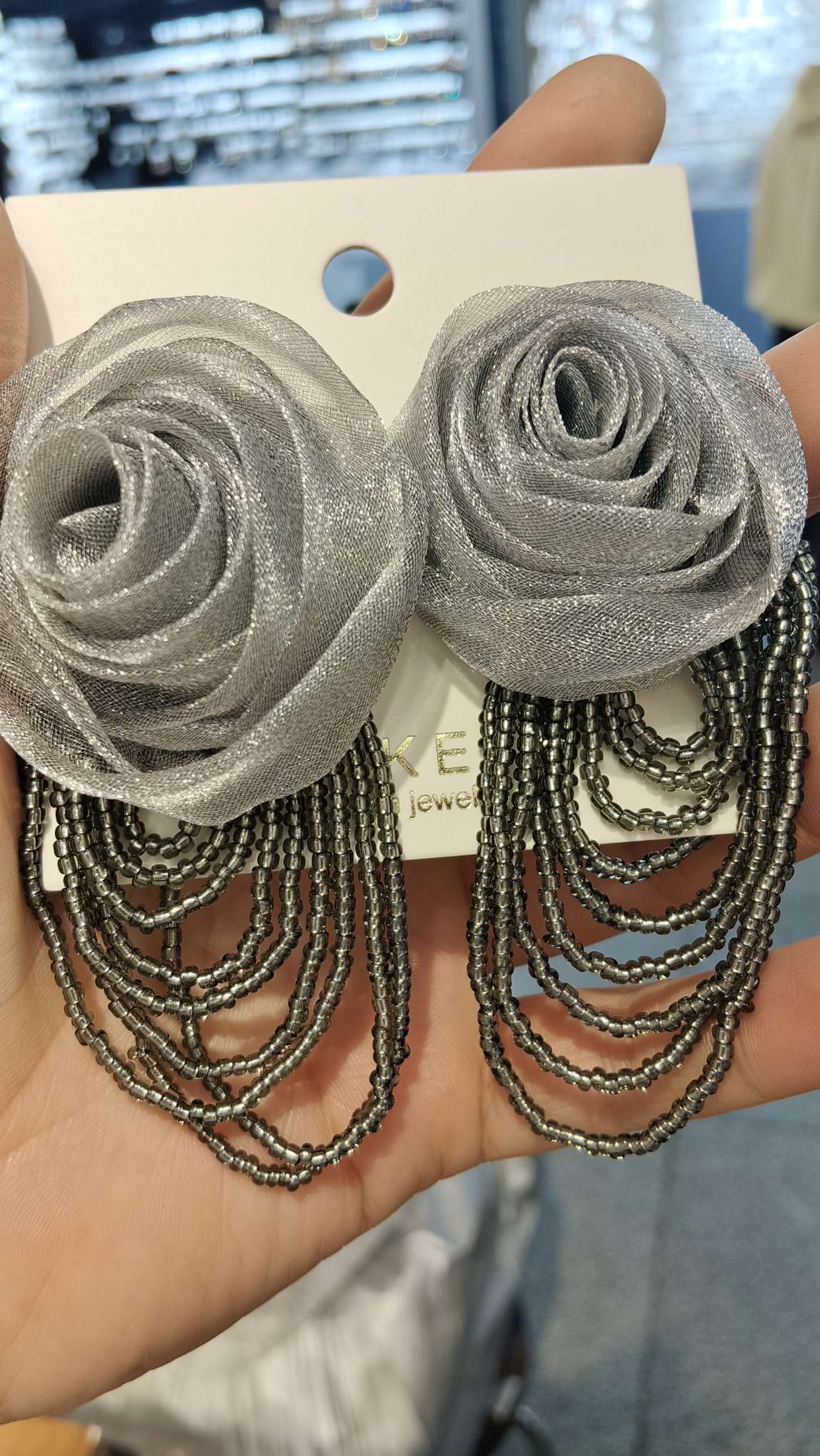 夏日仙气飘飘玫瑰花流苏耳环925银针夸张耳饰详情图5