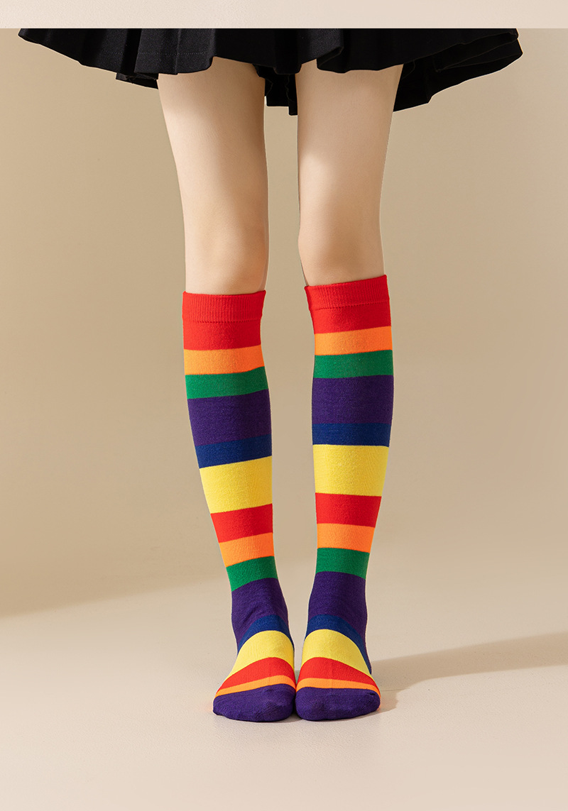 Rainbow mid-calf cotton socks detail image 15