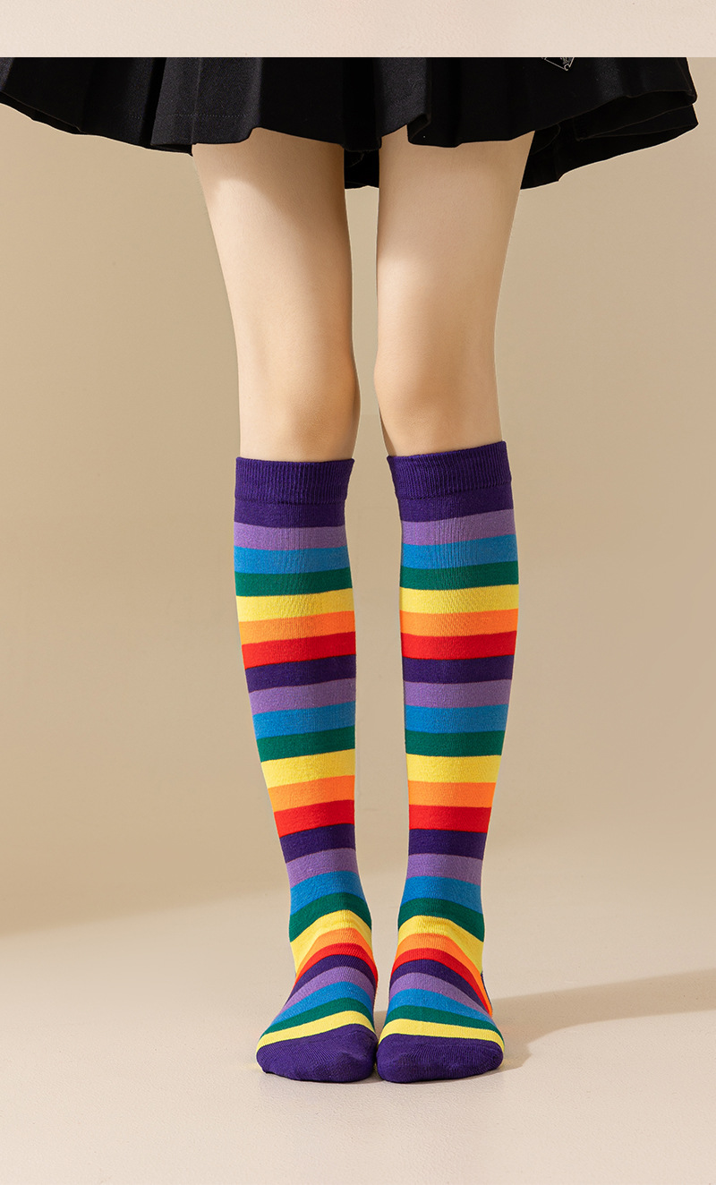 Rainbow mid-calf cotton socks detail image 19