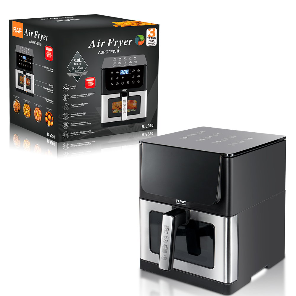 RAF European Standard cross-border air fryer 8L large-capacity touch screen smart household oil-free fryer with top and bottom heating details Picture