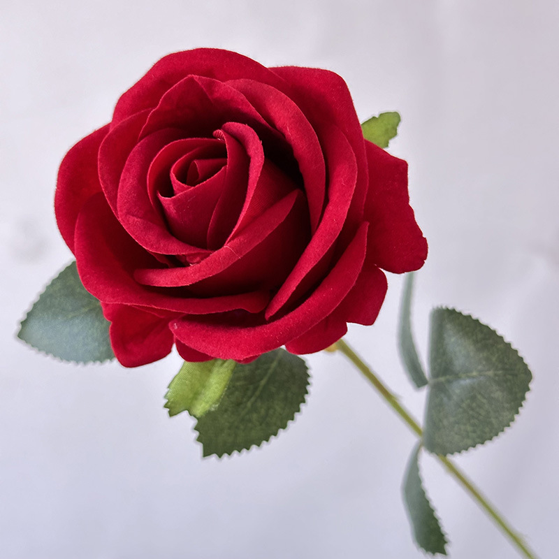 仿真花绒布单支仿真玫瑰婚礼仿真花客厅摆件假花绢花花束玫瑰花礼物道具 详情图15
