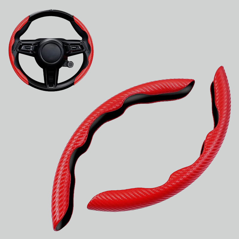 The snap-on carbon fiber steering wheel cover and handlebar cover are fashionable, beautiful and easy to disassemble and assemble details Picture