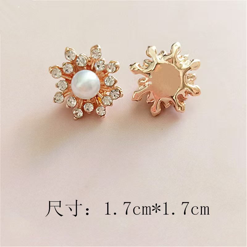 Pearl full diamond flower alloy accessories, diy handcrafted hair accessories, cartoon clothing, bags, shoes, mobile phone accessories materials detail image 3