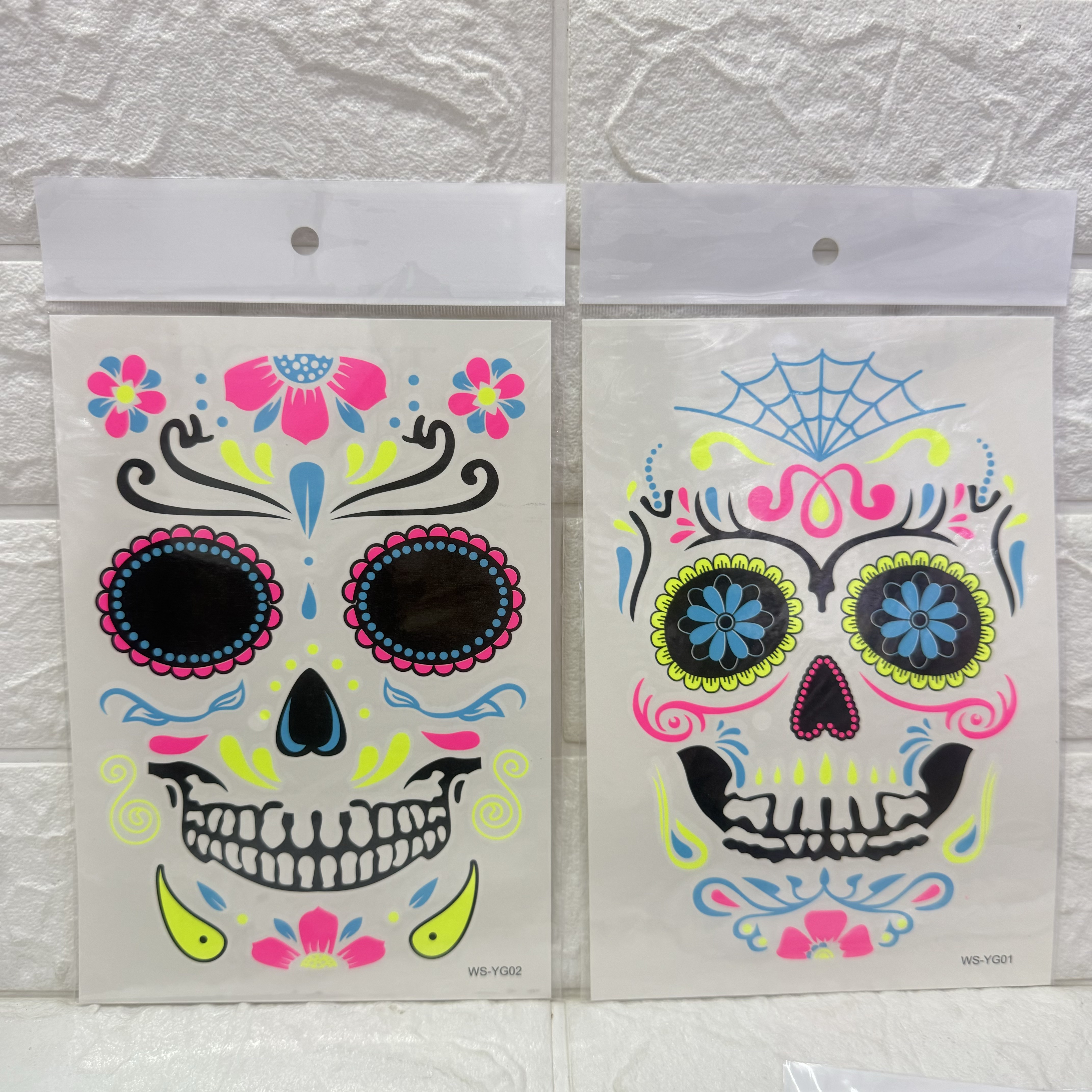 Halloween Fluorescent Halloween Death Tattoo stickers Face stickers, ghostly party face stickers, waterproof tattoo stickers Item Picture