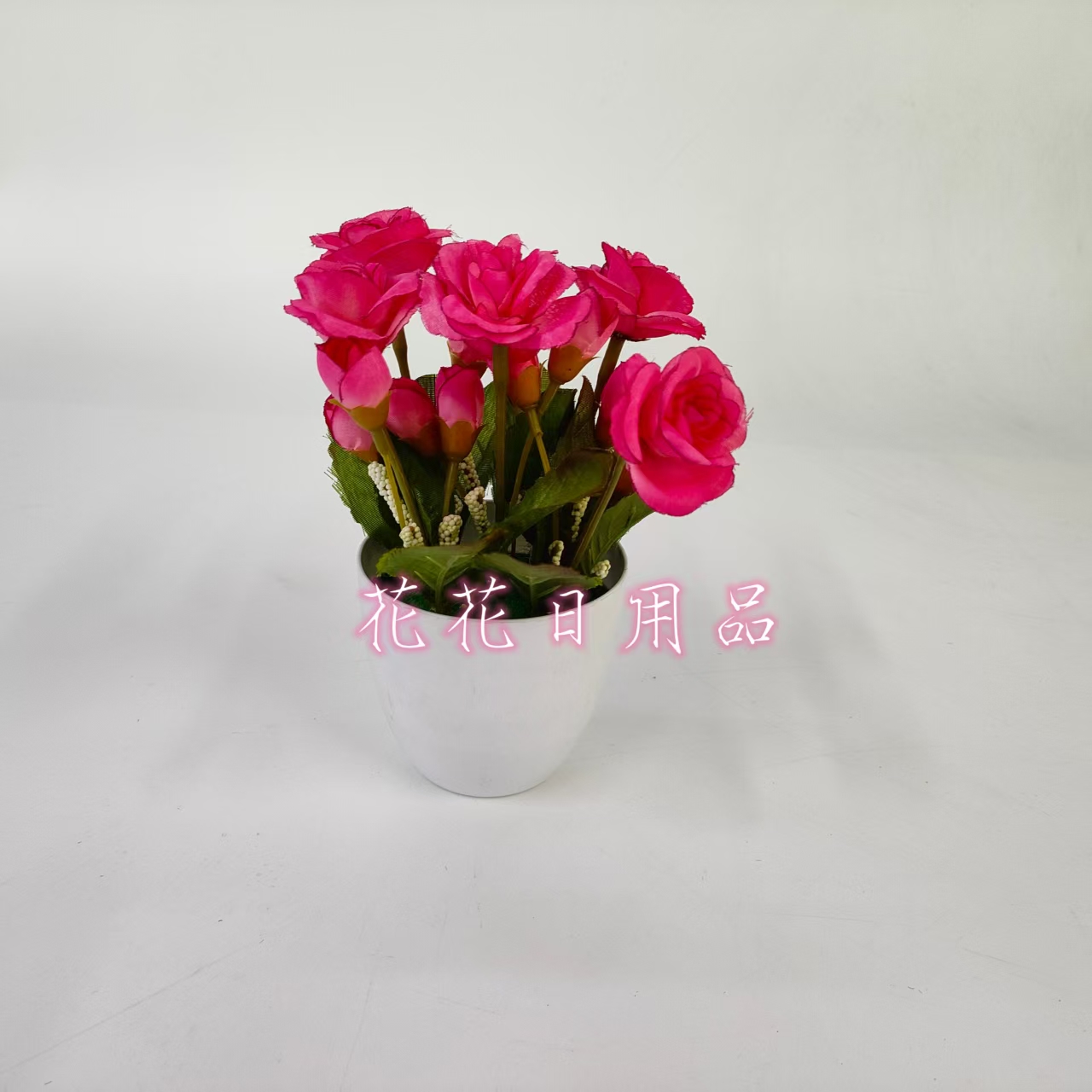 Artificial flower fake flower bonsai plastic basin gradient color rose decoration pieces details Picture