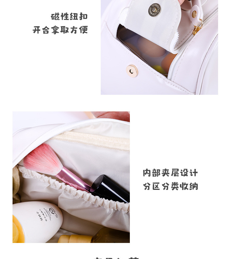T高颜值旅行洗漱收纳包便携式手提化妆包PU大容量双拉链化妆品包详情9