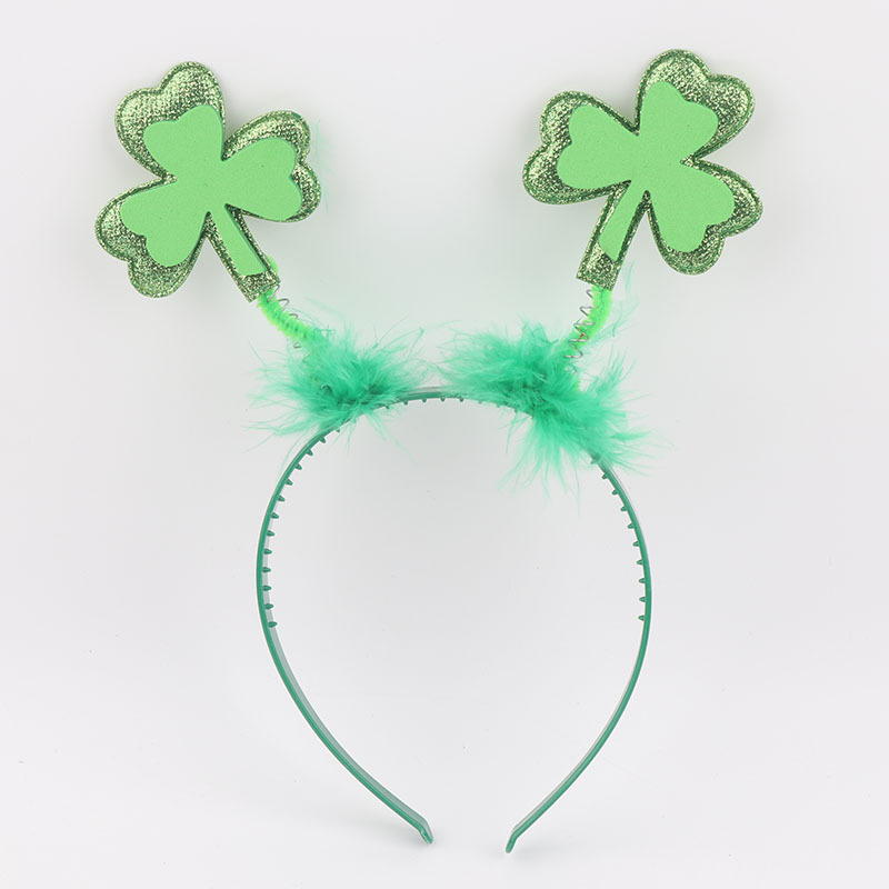 爱尔兰节发箍绿色三叶草头箍 圣帕特里克节日发扣小帽子发箍详情16