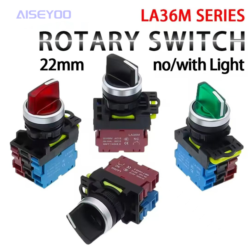 22MM button LA36M, second and third positions, LA38, self-locking, self-resetting, power conversion, selection, button switch with light