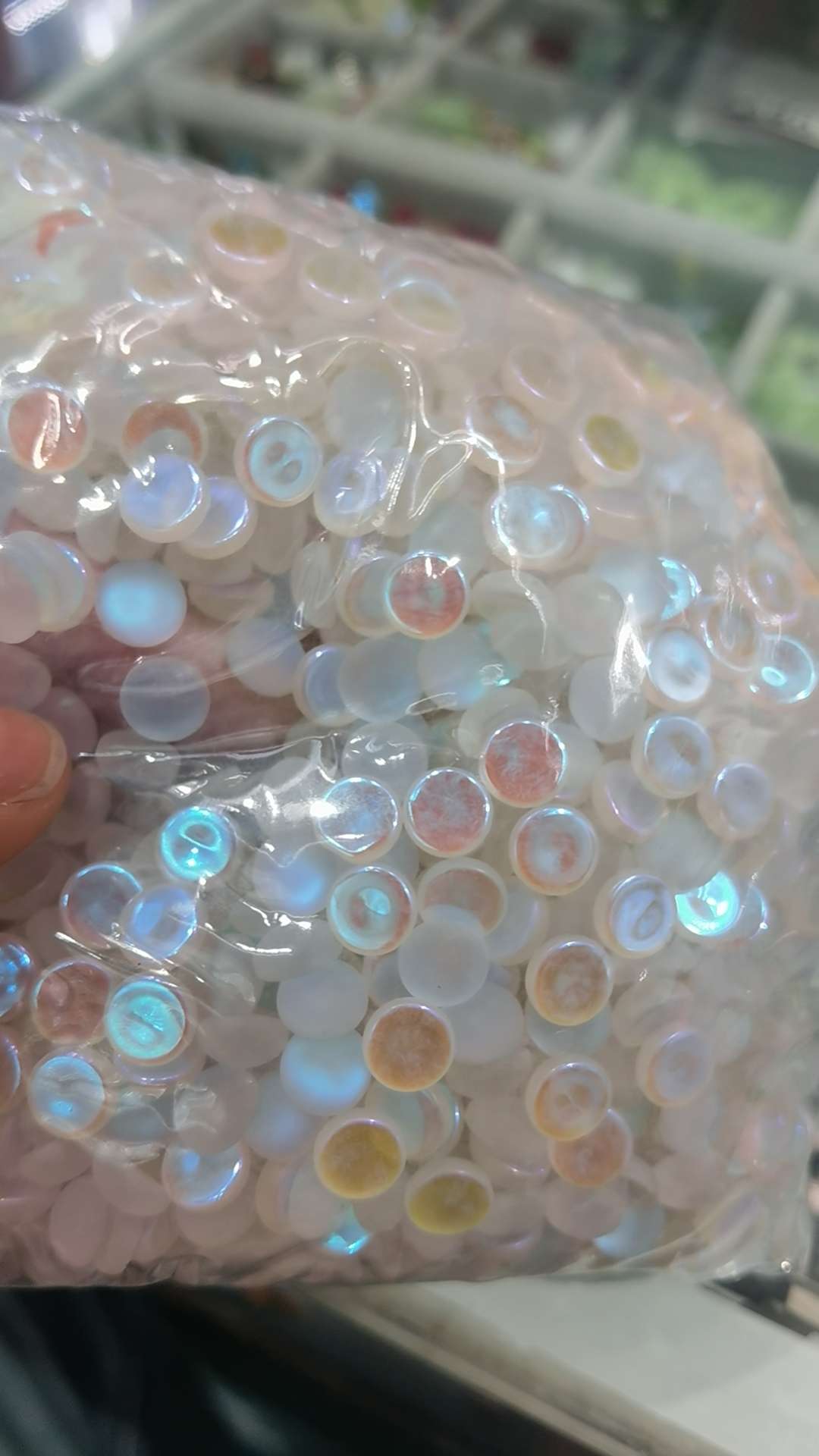 8mm半圆磨砂极光色耳钉配件饰品项链吊坠配件详情图3