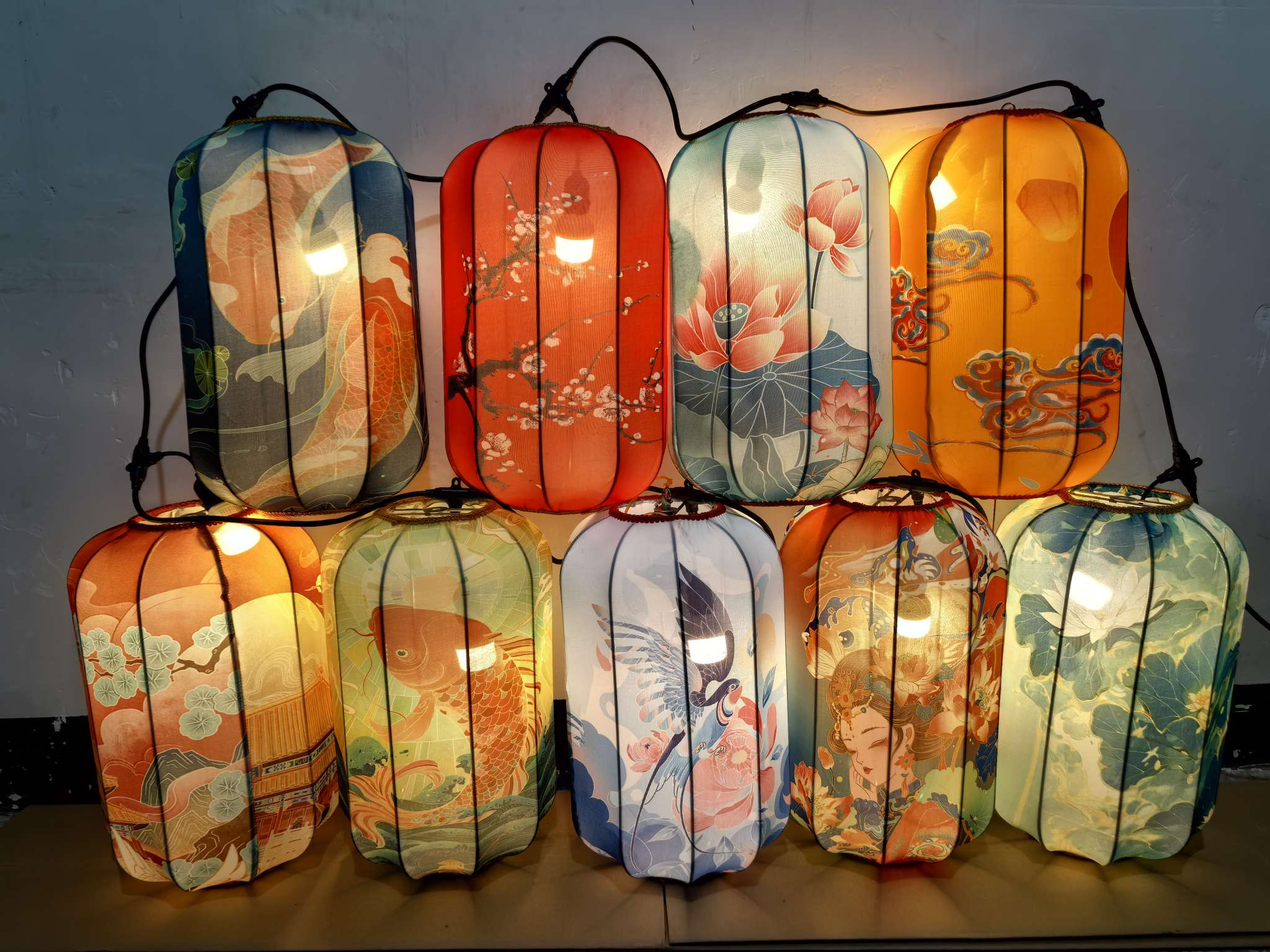 Chinese-style, national trend, ancient-style lanterns, outdoor restaurants, hotels, streets, scenic spots, shopping malls, flower hanging decorations, internet-famous lantern walls, lighting fixtures, decorative lights, lighting fixtures, decorative lights Item Picture