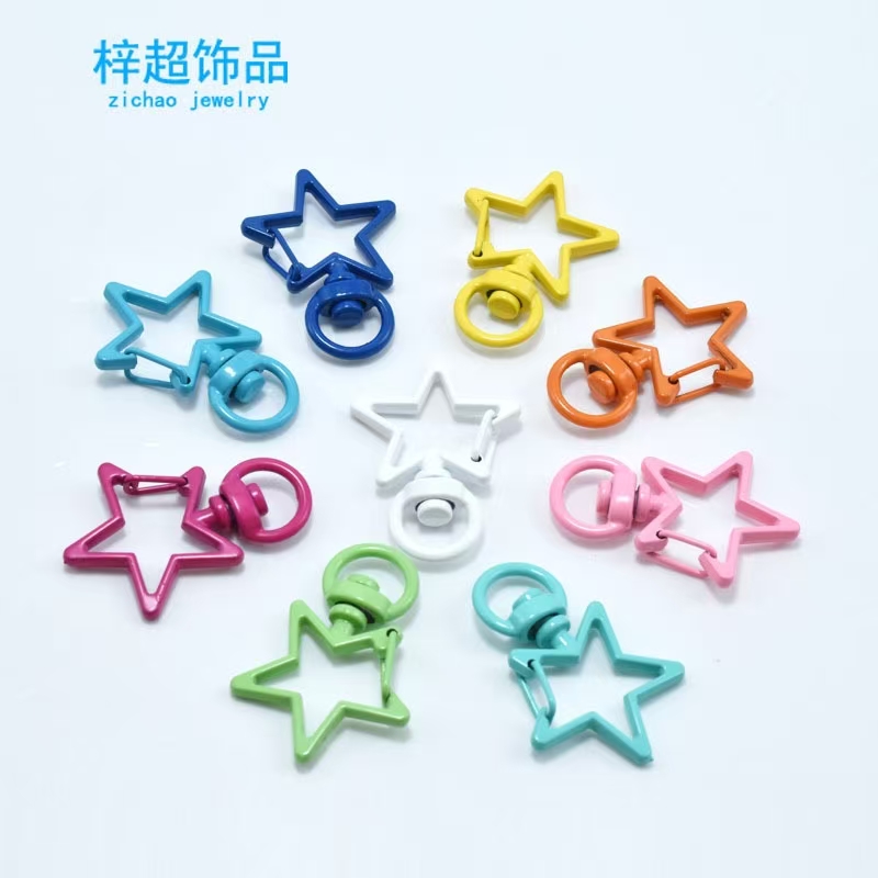 钥匙扣彩色烤漆金属门扣狗扣口罩链糖果色钥匙圈饰品配件Diy现货五角星扣