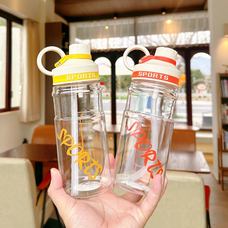X152-Xbd-6090 Summer Portable And Simple Water Cup, High Appearance Level For Boys And Girls, Double-Drinking Straw Cup, Household Anti-Drop Plastic Cup For Students undefined