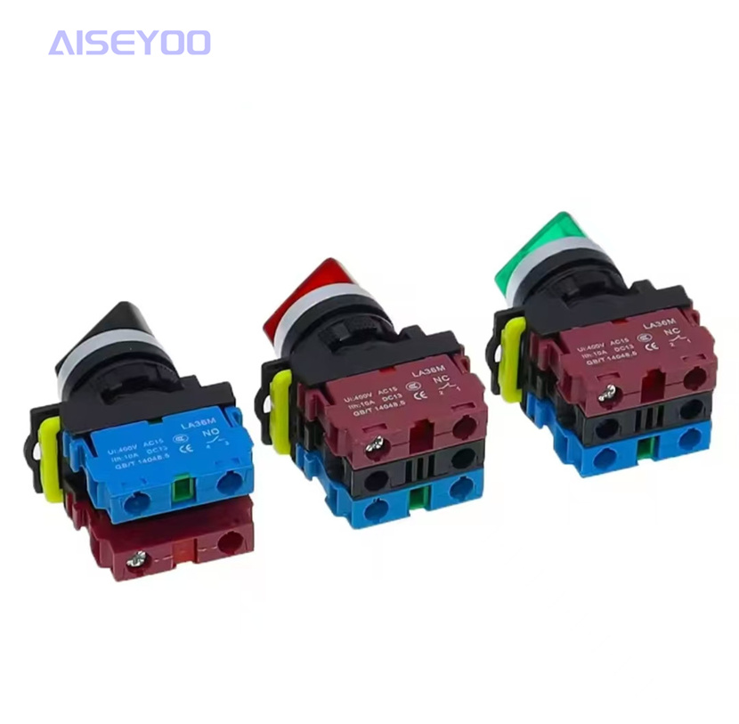 22MM button LA36M, second and third positions, LA38, self-locking, self-resetting, power conversion, selection, button switch with light details Picture