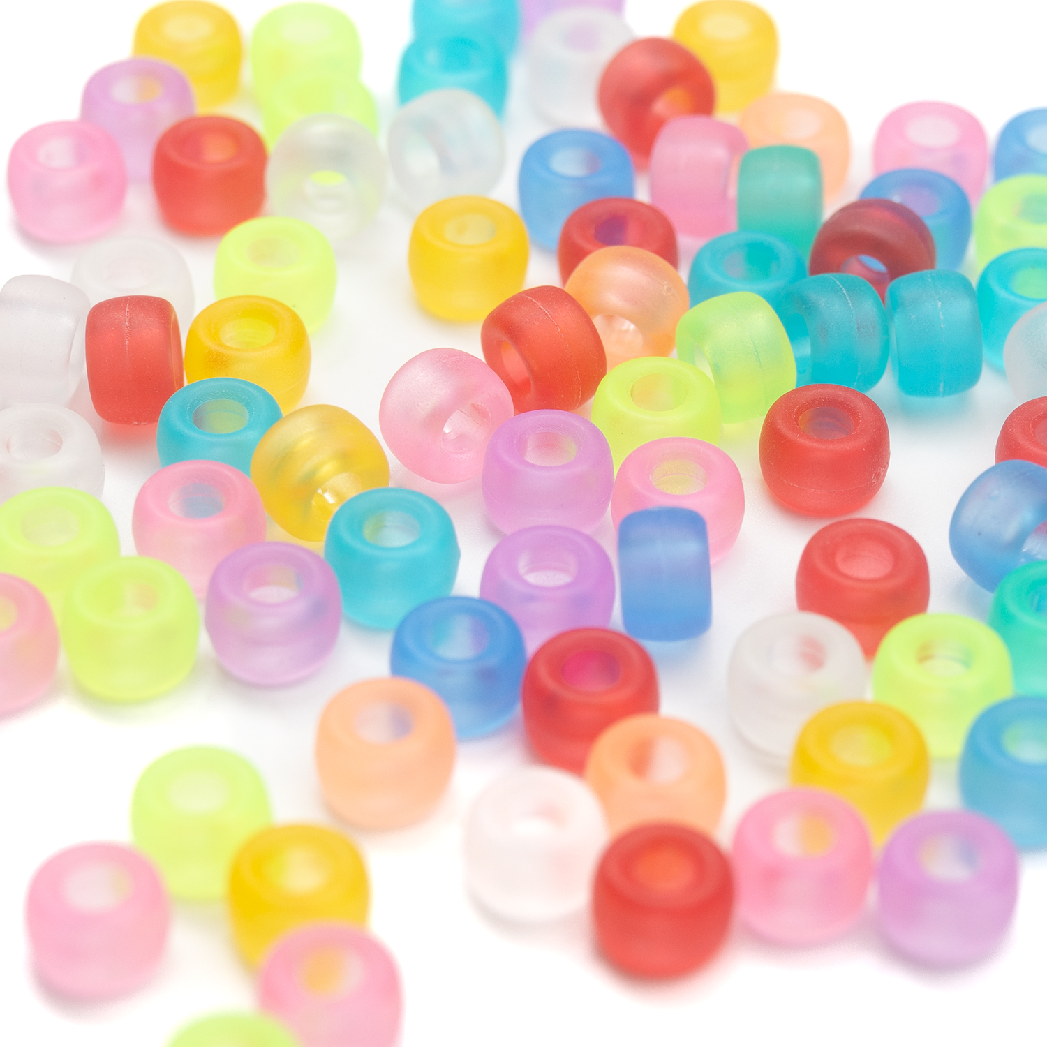 PS6*9MM桶珠透明磨砂混色PONY珠儿童DIY串珠散珠饰品配件详情5