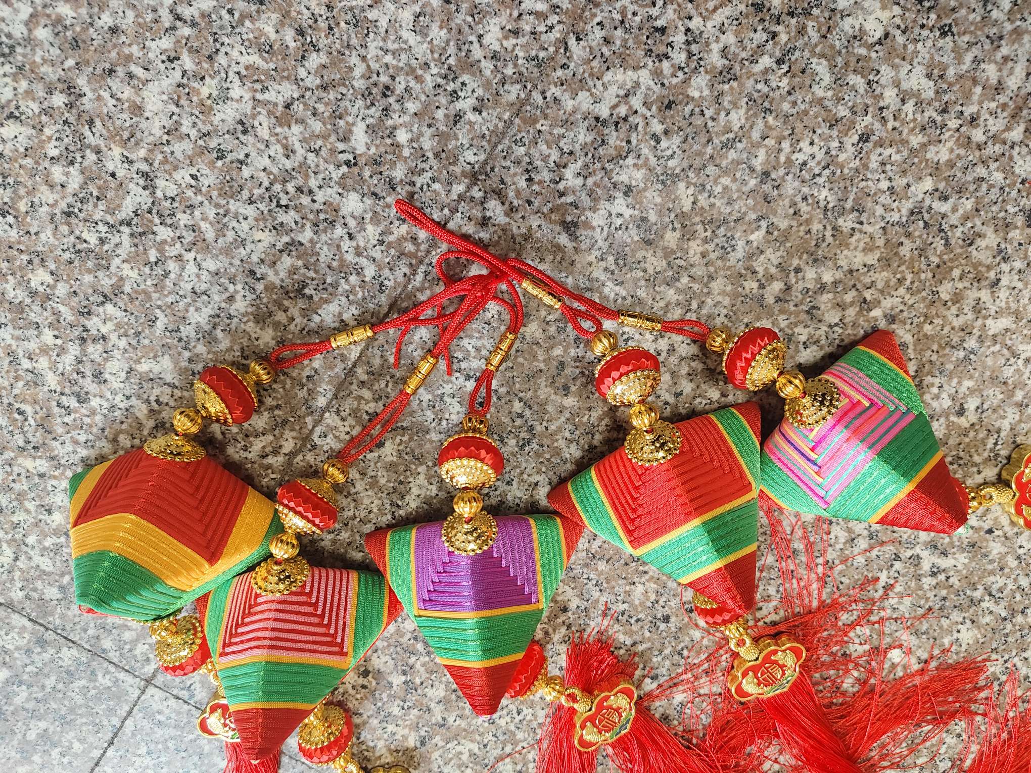 节庆10号粽子喜庆婚庆挂件中国结新年过年金丝流苏绳房间植物